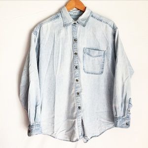 Vintage Eddie Bauer light wash denim button up